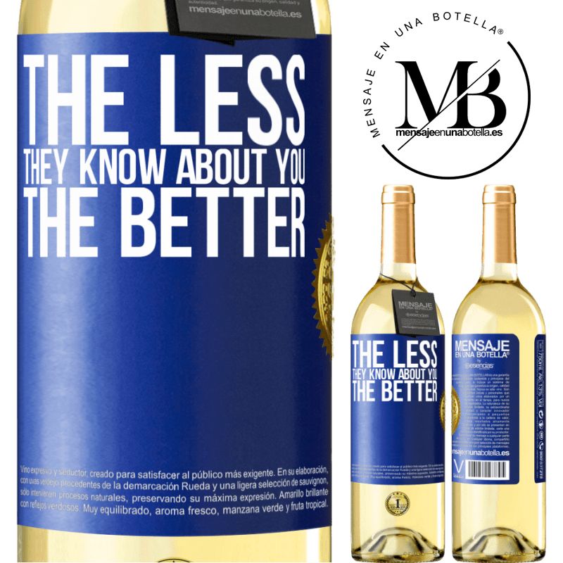 29,95 € Free Shipping | White Wine WHITE Edition The less they know about you, the better Blue Label. Customizable label Young wine Harvest 2022 Verdejo