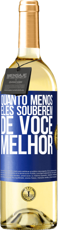 29,95 € | Vinho branco Edição WHITE Quanto menos eles souberem de você, melhor Etiqueta Azul. Etiqueta personalizável Vinho jovem Colheita 2024 Verdejo