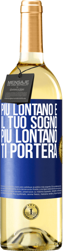 29,95 € | Vino bianco Edizione WHITE Più lontano è il tuo sogno, più lontano ti porterà Etichetta Blu. Etichetta personalizzabile Vino giovane Raccogliere 2024 Verdejo