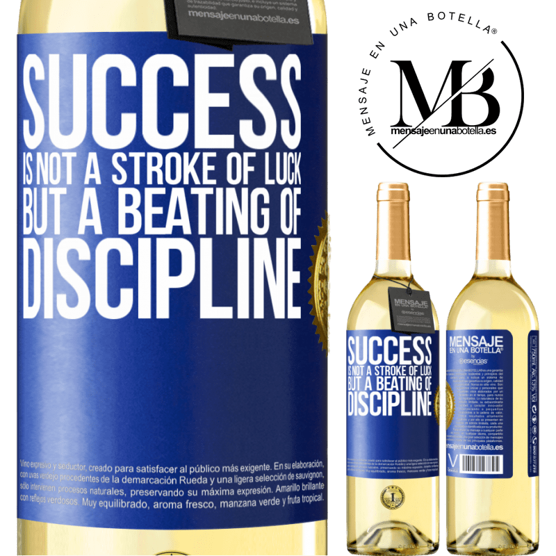 29,95 € Free Shipping | White Wine WHITE Edition Success is not a stroke of luck, but a beating of discipline Blue Label. Customizable label Young wine Harvest 2022 Verdejo
