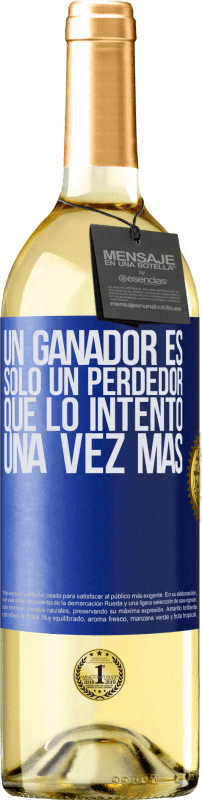 29,95 € | Vino Blanco Edición WHITE Un ganador es solo un perdedor que lo intentó una vez más Etiqueta Azul. Etiqueta personalizable Vino joven Cosecha 2024 Verdejo