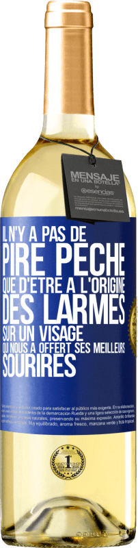 29,95 € | Vin blanc Édition WHITE Il n'y a pas de pire péché que d'être à l'origine des larmes sur un visage qui nous a offert ses meilleurs sourires Étiquette Bleue. Étiquette personnalisable Vin jeune Récolte 2024 Verdejo