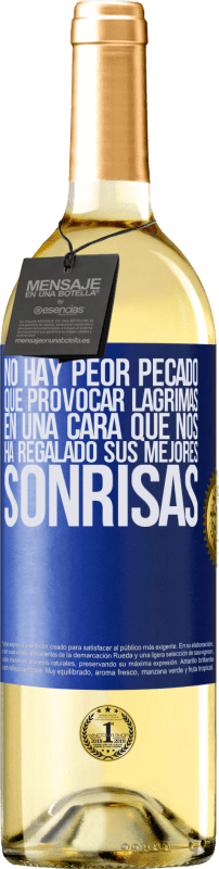 29,95 € | Vino Blanco Edición WHITE No hay peor pecado que provocar lágrimas en una cara que nos ha regalado sus mejores sonrisas Etiqueta Azul. Etiqueta personalizable Vino joven Cosecha 2024 Verdejo