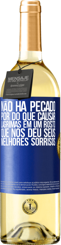 29,95 € Envio grátis | Vinho branco Edição WHITE Não há pecado pior do que causar lágrimas em um rosto que nos deu seus melhores sorrisos Etiqueta Azul. Etiqueta personalizável Vinho jovem Colheita 2025 Verdejo