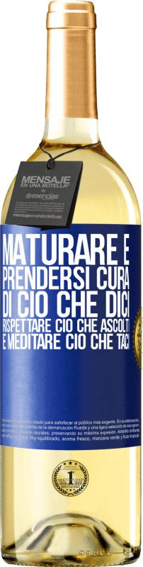 29,95 € Spedizione Gratuita | Vino bianco Edizione WHITE Maturare è prendersi cura di ciò che dici, rispettare ciò che ascolti e meditare ciò che taci Etichetta Blu. Etichetta personalizzabile Vino giovane Raccogliere 2024 Verdejo