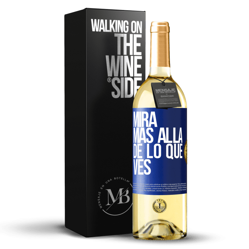 29,95 € Envío gratis | Vino Blanco Edición WHITE Mira más allá de lo que ves Etiqueta Azul. Etiqueta personalizable Vino joven Cosecha 2022 Verdejo