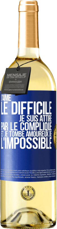 29,95 € | Vin blanc Édition WHITE J'aime le difficile, je suis attiré par le compliqué et je tombe amoureux de l'impossible Étiquette Bleue. Étiquette personnalisable Vin jeune Récolte 2024 Verdejo