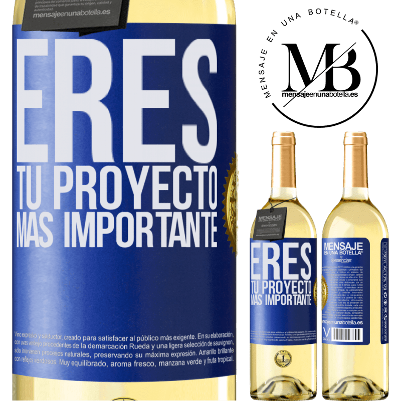 29,95 € Envoi gratuit | Vin blanc Édition WHITE Vous êtes votre projet le plus important Étiquette Bleue. Étiquette personnalisable Vin jeune Récolte 2022 Verdejo
