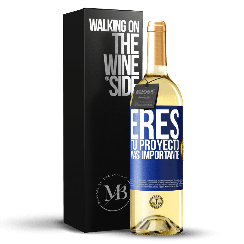 24,95 € Envoi gratuit | Vin blanc Édition WHITE Vous êtes votre projet le plus important Étiquette Bleue. Étiquette personnalisable Vin jeune Récolte 2021 Verdejo