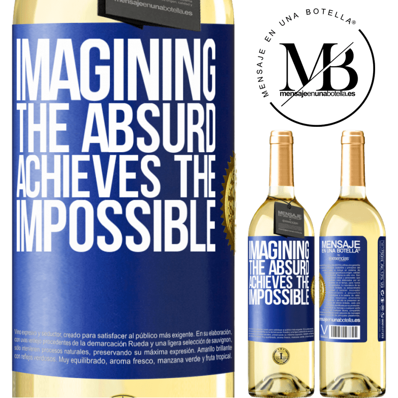 29,95 € Free Shipping | White Wine WHITE Edition Imagining the absurd achieves the impossible Blue Label. Customizable label Young wine Harvest 2022 Verdejo