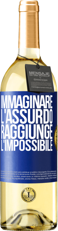 29,95 € Spedizione Gratuita | Vino bianco Edizione WHITE Immaginare l'assurdo raggiunge l'impossibile Etichetta Blu. Etichetta personalizzabile Vino giovane Raccogliere 2025 Verdejo