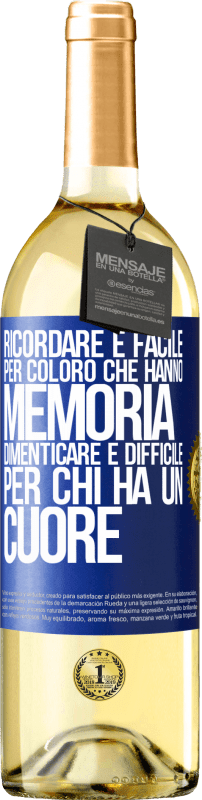 29,95 € | Vino bianco Edizione WHITE Ricordare è facile per coloro che hanno memoria. Dimenticare è difficile per chi ha un cuore Etichetta Blu. Etichetta personalizzabile Vino giovane Raccogliere 2024 Verdejo