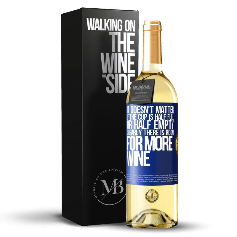 29,95 € Free Shipping | White Wine WHITE Edition It doesn't matter if the cup is half full or half empty. Clearly there is room for more wine Blue Label. Customizable label Young wine Harvest 2025 Verdejo