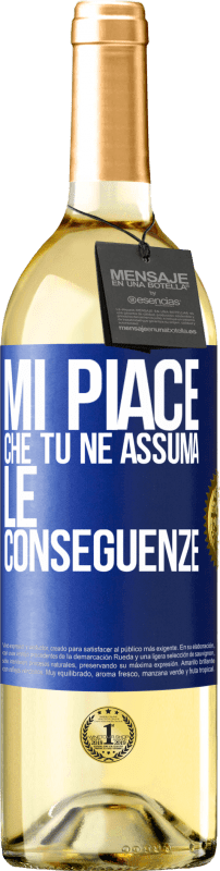 29,95 € | Vino bianco Edizione WHITE Mi piace che tu ne assuma le conseguenze Etichetta Blu. Etichetta personalizzabile Vino giovane Raccogliere 2024 Verdejo