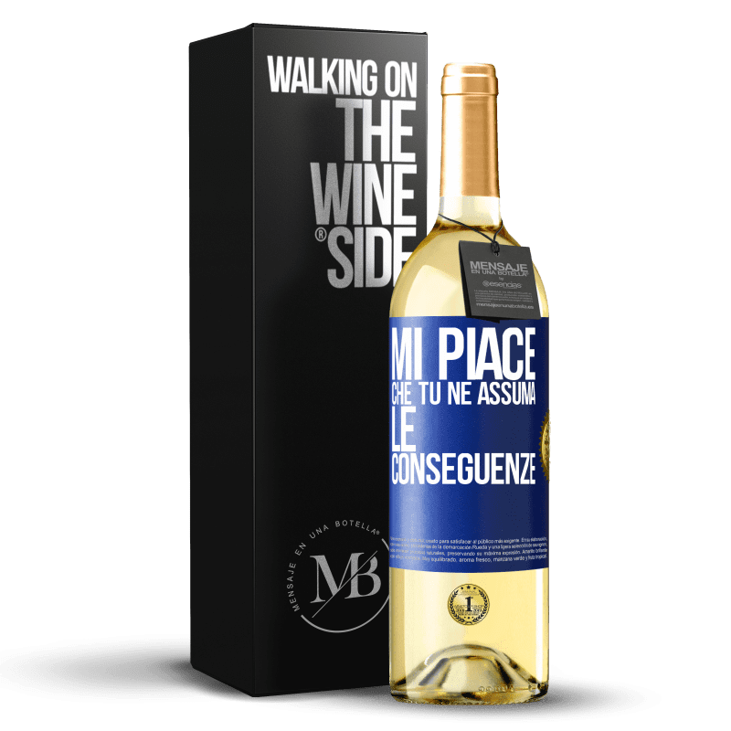 29,95 € Spedizione Gratuita | Vino bianco Edizione WHITE Mi piace che tu ne assuma le conseguenze Etichetta Blu. Etichetta personalizzabile Vino giovane Raccogliere 2024 Verdejo