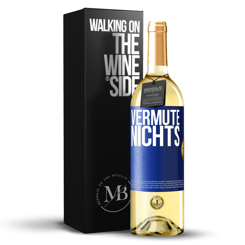 29,95 € Kostenloser Versand | Weißwein WHITE Ausgabe Vermute nichts Blaue Markierung. Anpassbares Etikett Junger Wein Ernte 2023 Verdejo