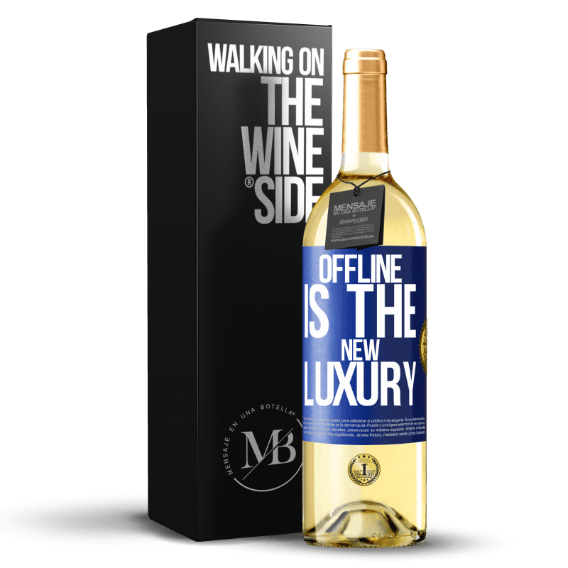 29,95 € Бесплатная доставка | Белое вино Издание WHITE Offline is the new luxury Синяя метка. Настраиваемая этикетка Молодое вино Урожай 2023 Verdejo