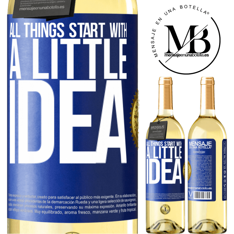 29,95 € Free Shipping | White Wine WHITE Edition It all starts with a little idea Blue Label. Customizable label Young wine Harvest 2025 Verdejo