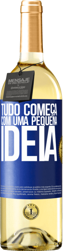 29,95 € | Vinho branco Edição WHITE Tudo começa com uma pequena ideia Etiqueta Azul. Etiqueta personalizável Vinho jovem Colheita 2025 Verdejo