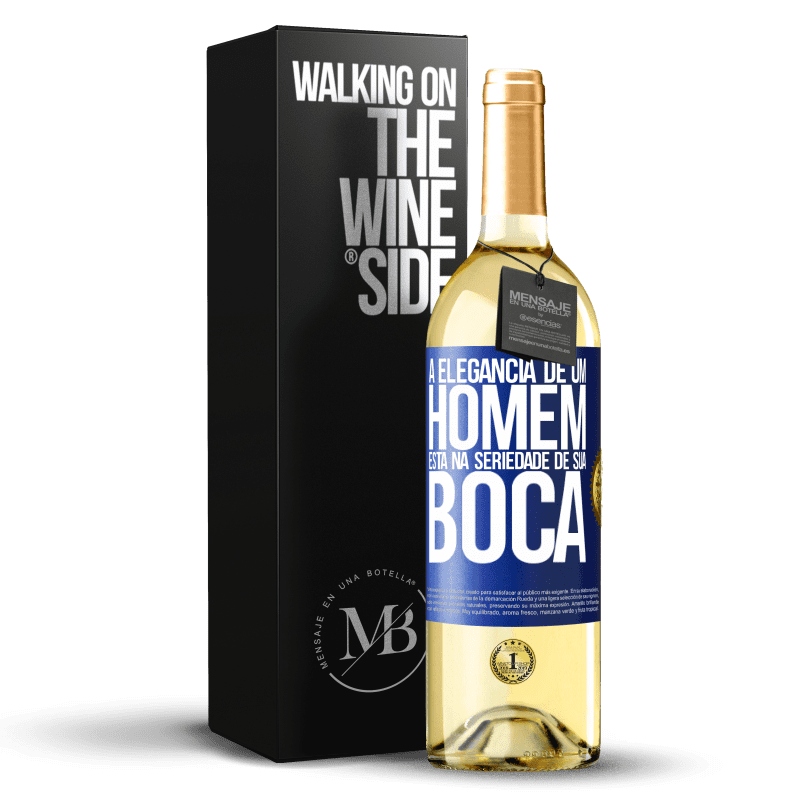 29,95 € Envio grátis | Vinho branco Edição WHITE A elegância de um homem está na seriedade de sua boca Etiqueta Azul. Etiqueta personalizável Vinho jovem Colheita 2024 Verdejo