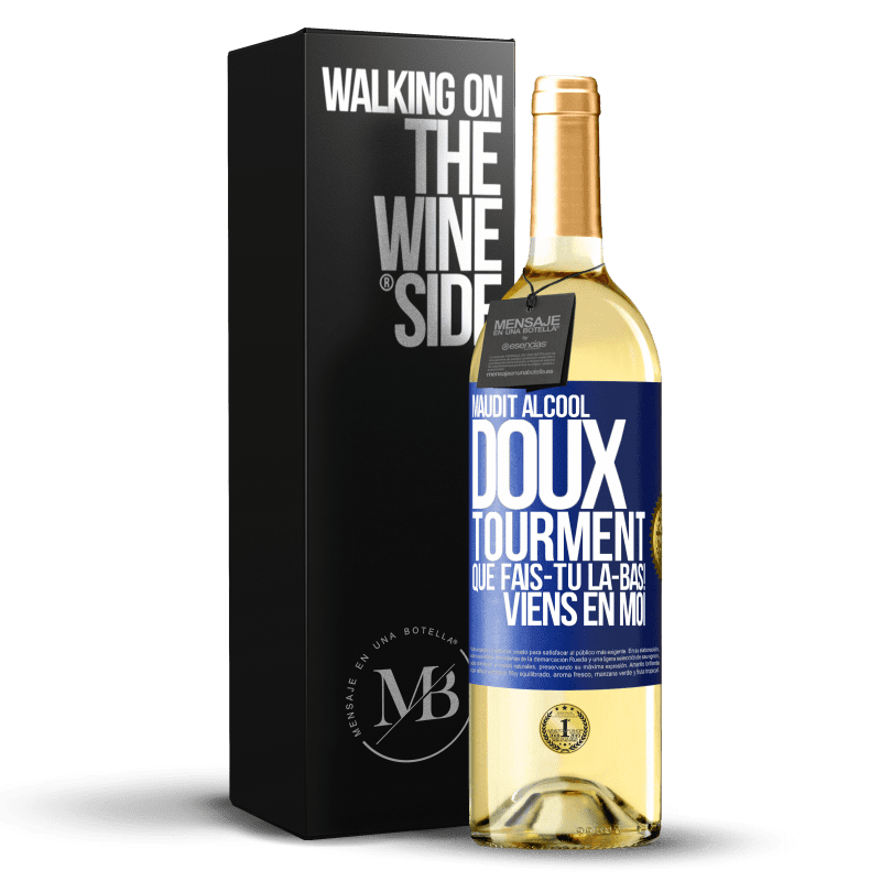 29,95 € Envoi gratuit | Vin blanc Édition WHITE Maudit alcool, doux tourment. Que fais-tu là-bas! Viens en moi Étiquette Bleue. Étiquette personnalisable Vin jeune Récolte 2024 Verdejo