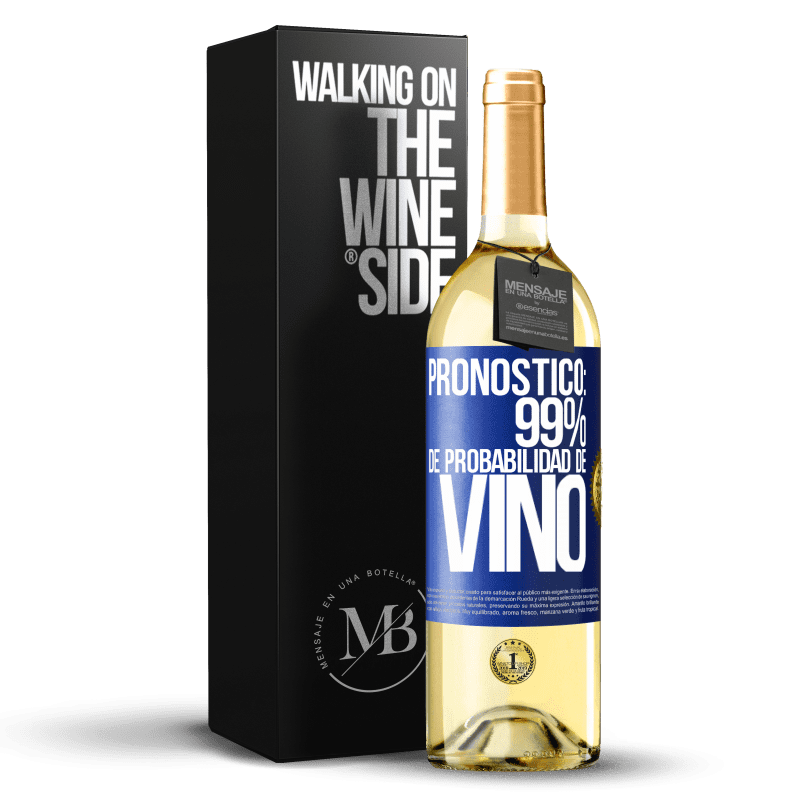 24,95 € Envoi gratuit | Vin blanc Édition WHITE Prévision: 99% de chances de vin Étiquette Bleue. Étiquette personnalisable Vin jeune Récolte 2021 Verdejo