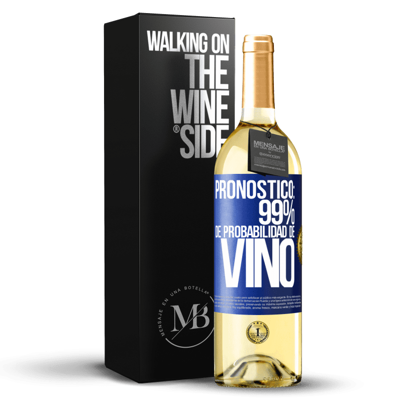 29,95 € Envío gratis | Vino Blanco Edición WHITE Pronóstico: 99% de probabilidad de vino Etiqueta Azul. Etiqueta personalizable Vino joven Cosecha 2025 Verdejo