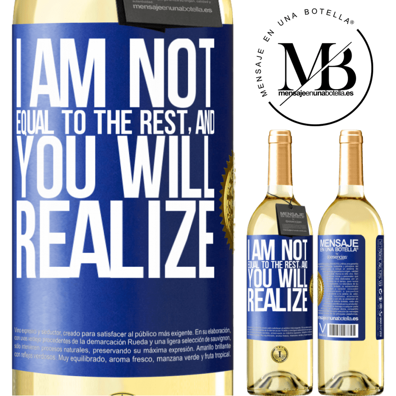 29,95 € Free Shipping | White Wine WHITE Edition I am not equal to the rest, and you will realize Blue Label. Customizable label Young wine Harvest 2022 Verdejo