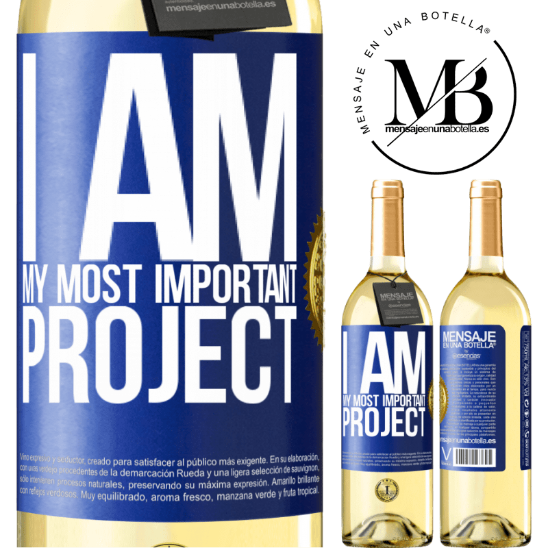 29,95 € Free Shipping | White Wine WHITE Edition I am my most important project Blue Label. Customizable label Young wine Harvest 2022 Verdejo