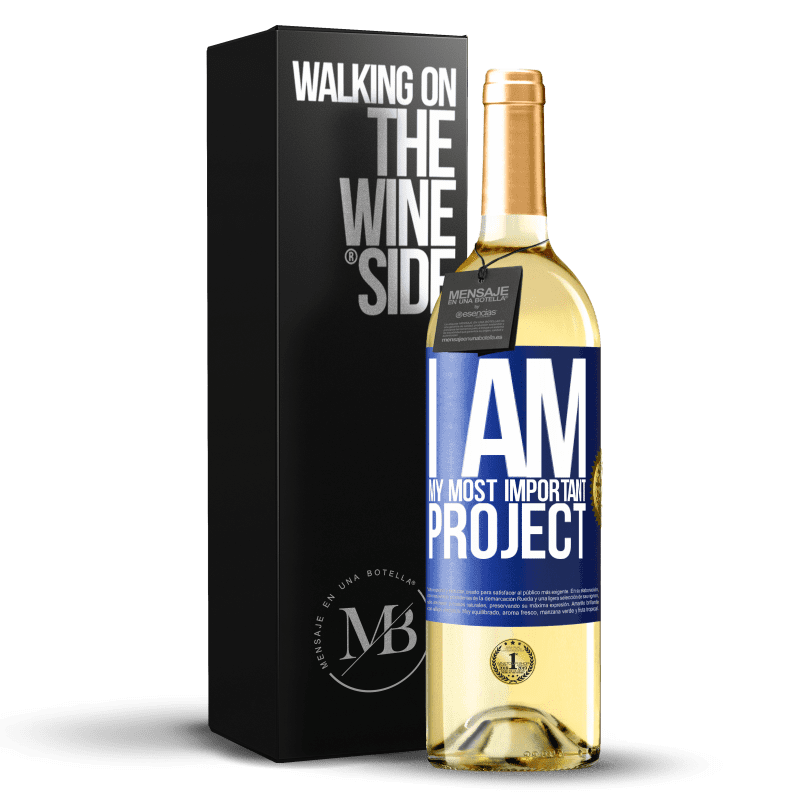 29,95 € Бесплатная доставка | Белое вино Издание WHITE Я мой самый важный проект Синяя метка. Настраиваемая этикетка Молодое вино Урожай 2023 Verdejo