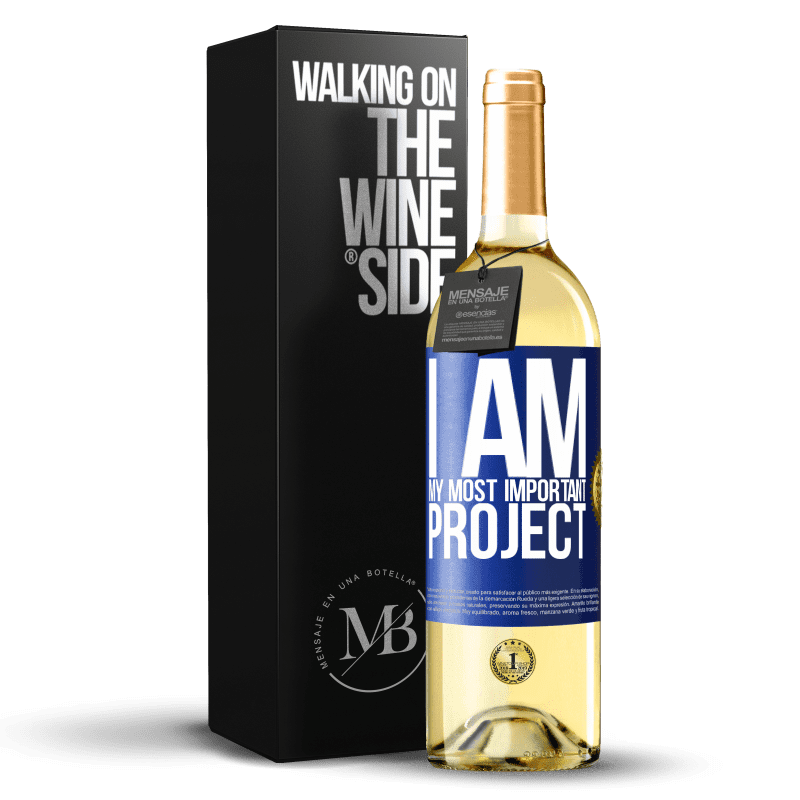 29,95 € Free Shipping | White Wine WHITE Edition I am my most important project Blue Label. Customizable label Young wine Harvest 2025 Verdejo