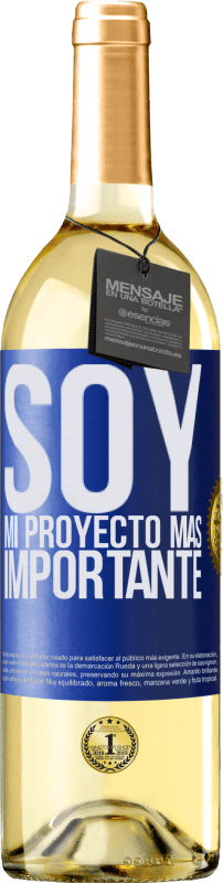 29,95 € | Vino Blanco Edición WHITE Soy mi proyecto más importante Etiqueta Azul. Etiqueta personalizable Vino joven Cosecha 2024 Verdejo