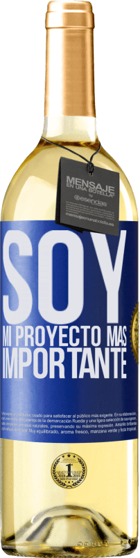 29,95 € Envío gratis | Vino Blanco Edición WHITE Soy mi proyecto más importante Etiqueta Azul. Etiqueta personalizable Vino joven Cosecha 2025 Verdejo