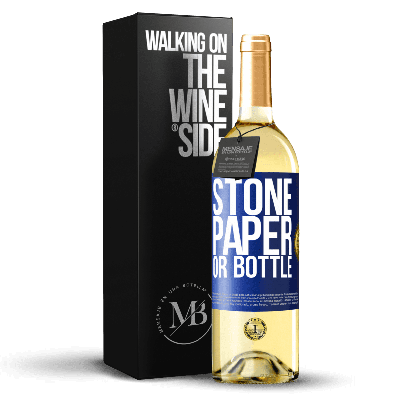 29,95 € Free Shipping | White Wine WHITE Edition Stone, paper or bottle Blue Label. Customizable label Young wine Harvest 2024 Verdejo