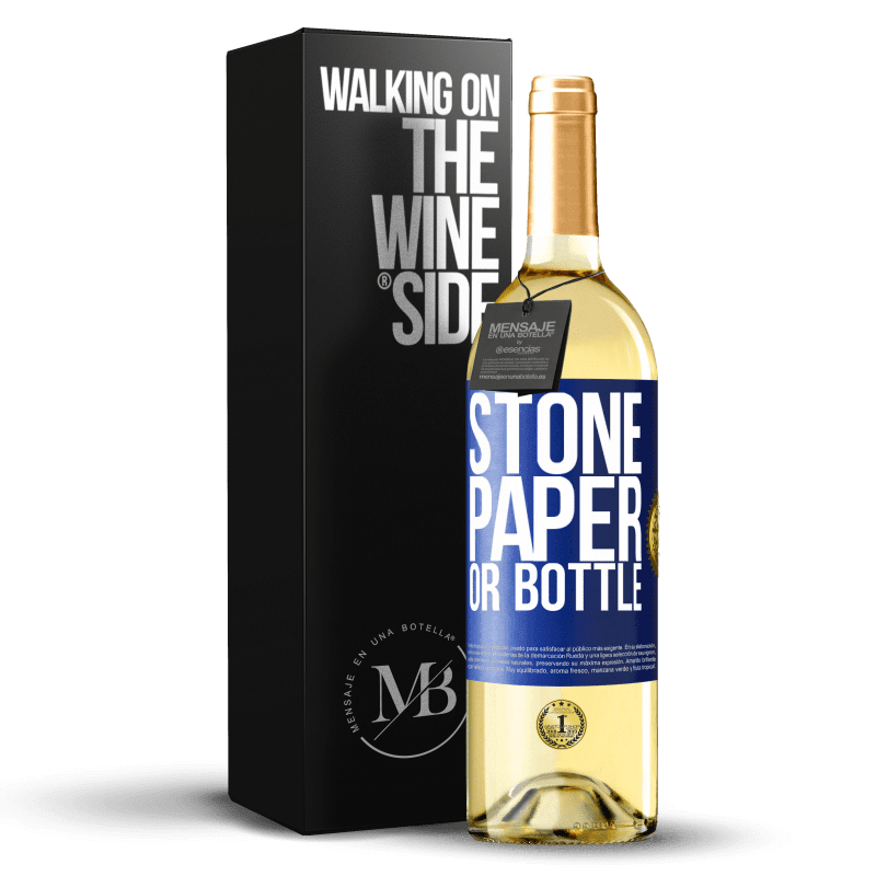 29,95 € Free Shipping | White Wine WHITE Edition Stone, paper or bottle Blue Label. Customizable label Young wine Harvest 2025 Verdejo