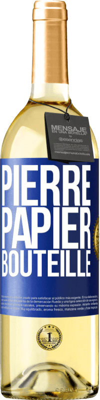29,95 € | Vin blanc Édition WHITE Pierre-papier-bouteille Étiquette Bleue. Étiquette personnalisable Vin jeune Récolte 2023 Verdejo