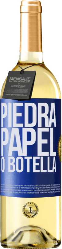 29,95 € Envío gratis | Vino Blanco Edición WHITE Piedra, papel o botella Etiqueta Azul. Etiqueta personalizable Vino joven Cosecha 2024 Verdejo