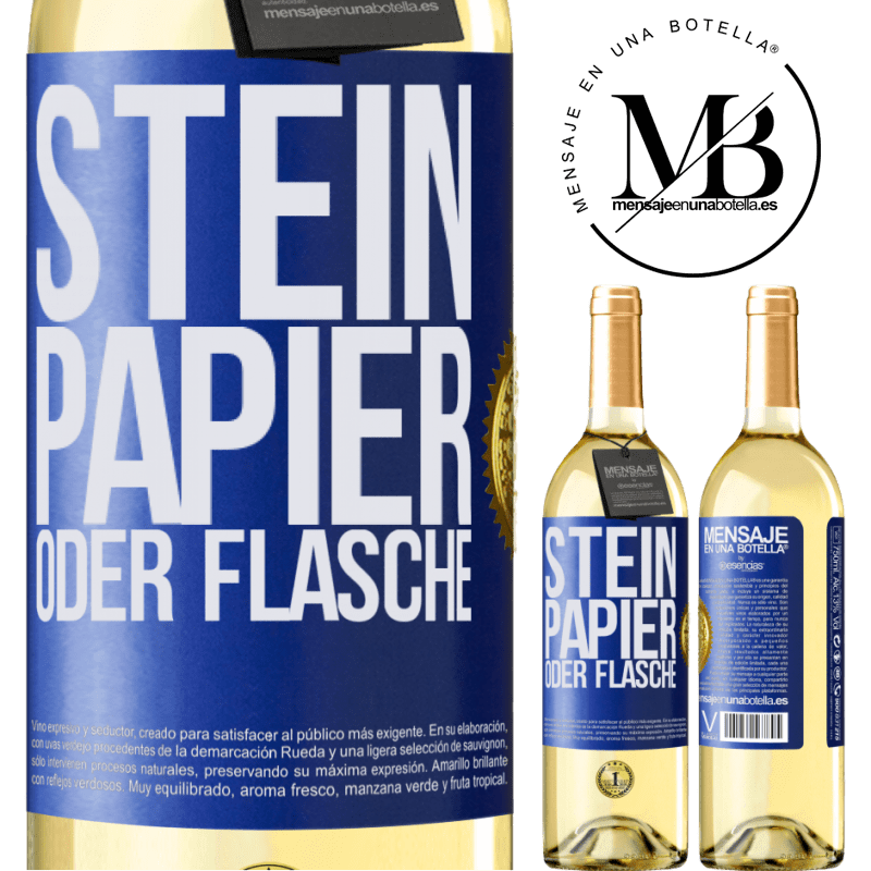 29,95 € Kostenloser Versand | Weißwein WHITE Ausgabe Schere, Stein oder Flasche Blaue Markierung. Anpassbares Etikett Junger Wein Ernte 2025 Verdejo
