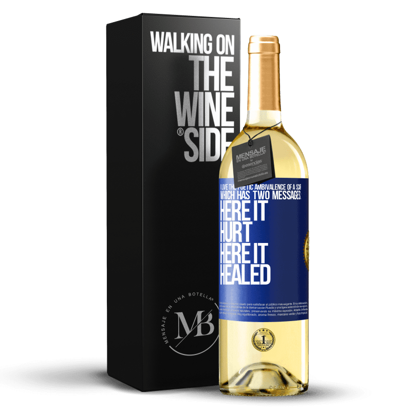 24,95 € Free Shipping | White Wine WHITE Edition I love the poetic ambivalence of a scar, which has two messages: here it hurt, here it healed Blue Label. Customizable label Young wine Harvest 2021 Verdejo