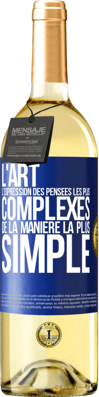 29,95 € | Vin blanc Édition WHITE L'ART. L'expression des pensées les plus complexes de la manière la plus simple Étiquette Bleue. Étiquette personnalisable Vin jeune Récolte 2024 Verdejo