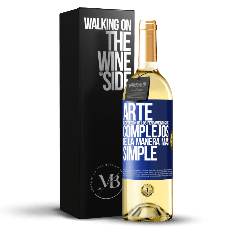 29,95 € Envoi gratuit | Vin blanc Édition WHITE ART L'expression des pensées les plus complexes de la manière la plus simple Étiquette Bleue. Étiquette personnalisable Vin jeune Récolte 2022 Verdejo