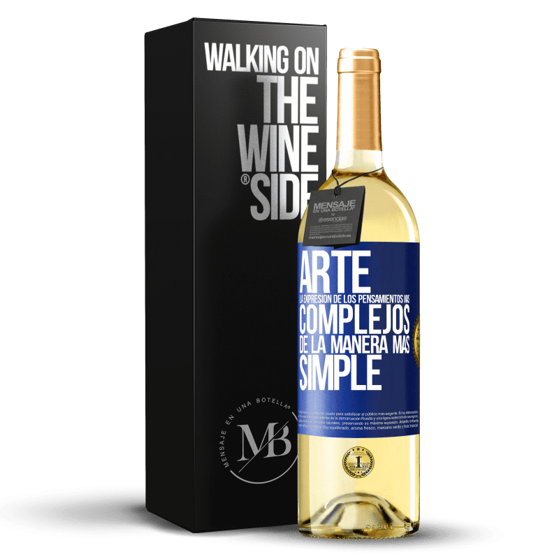 29,95 € Envío gratis | Vino Blanco Edición WHITE ARTE. La expresión de los pensamientos más complejos de la manera más simple Etiqueta Azul. Etiqueta personalizable Vino joven Cosecha 2025 Verdejo