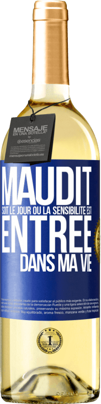 29,95 € | Vin blanc Édition WHITE Maudit soit le jour où la sensibilité est entrée dans ma vie Étiquette Bleue. Étiquette personnalisable Vin jeune Récolte 2024 Verdejo