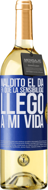 29,95 € | Vino Blanco Edición WHITE Maldito el día en que la sensibilidad llegó a mi vida Etiqueta Azul. Etiqueta personalizable Vino joven Cosecha 2023 Verdejo