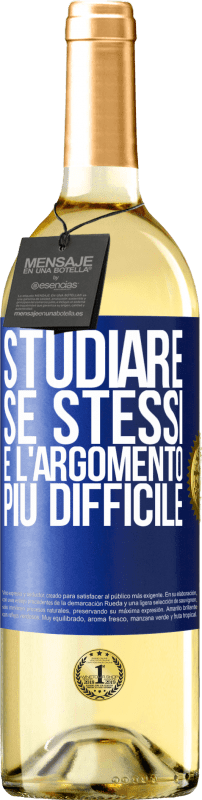 29,95 € Spedizione Gratuita | Vino bianco Edizione WHITE Studiare se stessi è l'argomento più difficile Etichetta Blu. Etichetta personalizzabile Vino giovane Raccogliere 2025 Verdejo