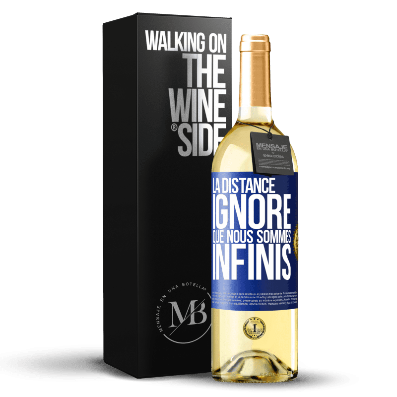 29,95 € Envoi gratuit | Vin blanc Édition WHITE La distance ignore que nous sommes infinis Étiquette Bleue. Étiquette personnalisable Vin jeune Récolte 2024 Verdejo