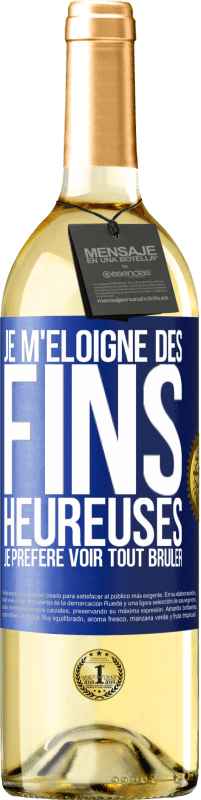 29,95 € | Vin blanc Édition WHITE Je m'éloigne des fins heureuses, je préfère voir tout brûler Étiquette Bleue. Étiquette personnalisable Vin jeune Récolte 2024 Verdejo