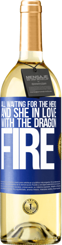 29,95 € Free Shipping | White Wine WHITE Edition All waiting for the hero and she in love with the dragon fire Blue Label. Customizable label Young wine Harvest 2025 Verdejo