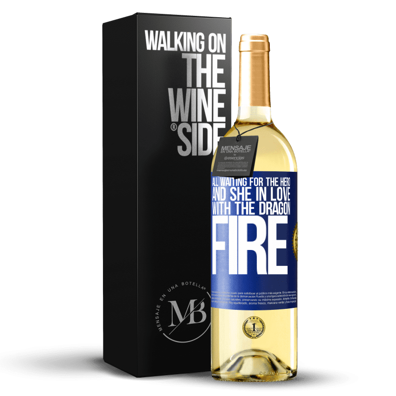 29,95 € Free Shipping | White Wine WHITE Edition All waiting for the hero and she in love with the dragon fire Blue Label. Customizable label Young wine Harvest 2024 Verdejo