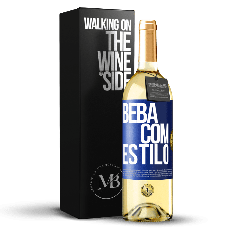 29,95 € Envio grátis | Vinho branco Edição WHITE Beba com estilo Etiqueta Azul. Etiqueta personalizável Vinho jovem Colheita 2025 Verdejo